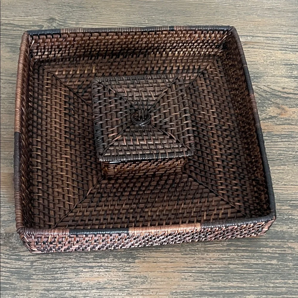 Crate&Barrel Brown Woven Serveware